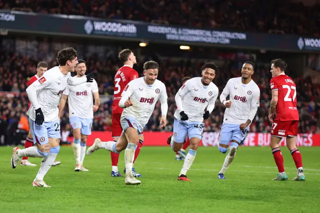 Matty Cash of Aston Villa celebrates scoring