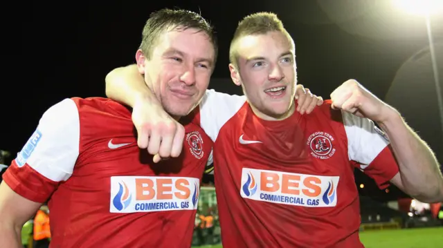 Jamie Vardy (right) in his Fleetwood Town days before joining Leicester City