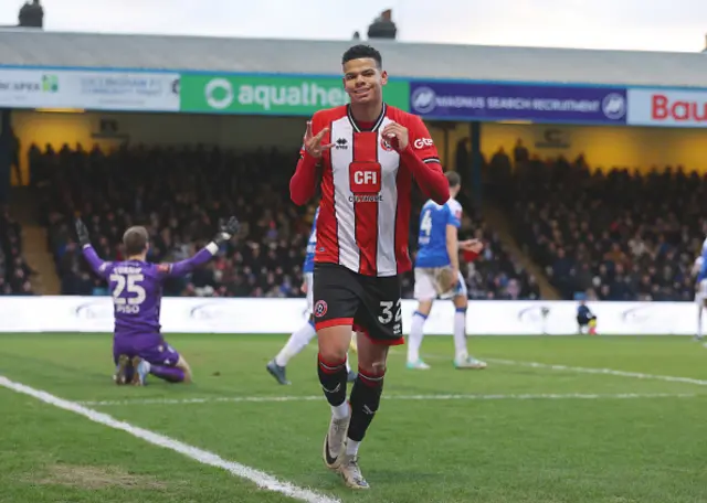 Will Osula of Sheffield United celebrates