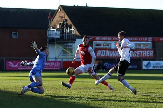 Tom Barkhuizen scores for Derby County against Fleetwood