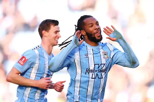 Kasey Palmer of Coventry City celebrates scoring