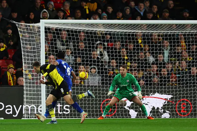 Mileta Rajovic of Watford scores his team's first goal