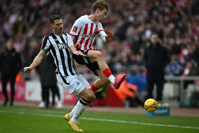 Fabian Schar vies with Sunderland's English midfielder Jack Clarke