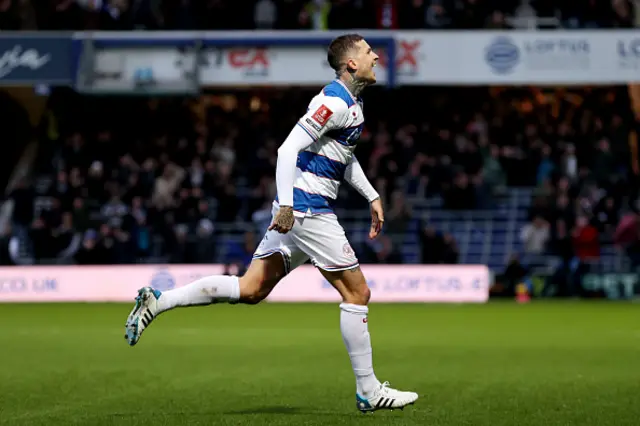 Lyndon Dykes of Queens Park Rangers celebrates