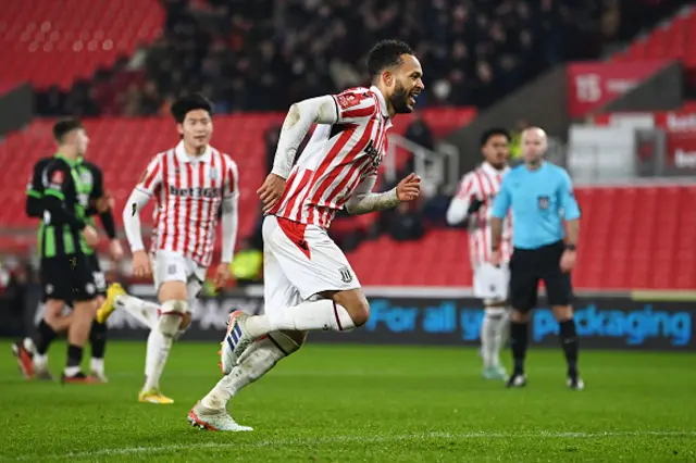 Lewis Baker of Stoke City celebrates scoring