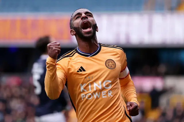 Ricardo Pereira of Leicester City celebrates scoring