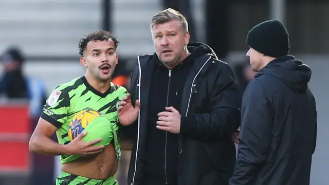 Salford boss Karl Robinson is sent off in his side's League Two game against Forest Green