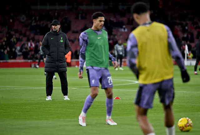 Jurgen Klopp manager of Liverpool during the warm up looks on