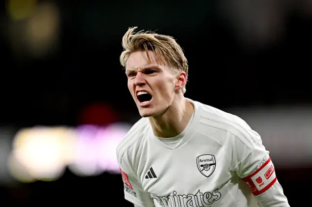 Martin Odegaard of Arsenal reacts