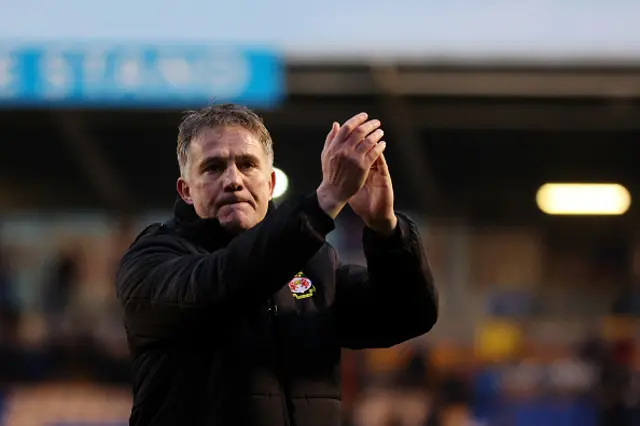 Phil Parkinson, Manager of Wrexham, reacts