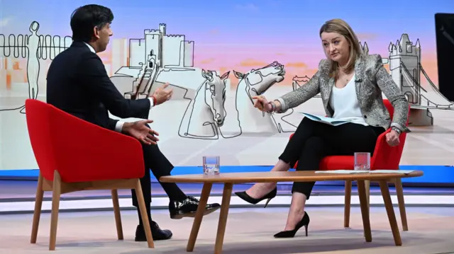 Laura Kuenssberg with Rishi Sunak