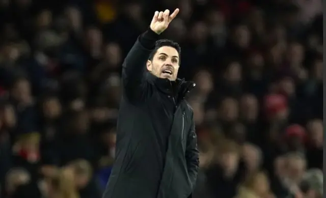 Mikel Arteta gestures on the touchline