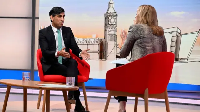 Britain's Prime Minister Rishi Sunak appears on 'Sunday with Laura Kuenssberg' in London, Britain January 7, 2024.