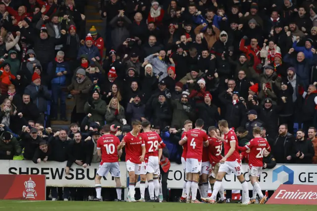 Wrexham celebrate with their fans