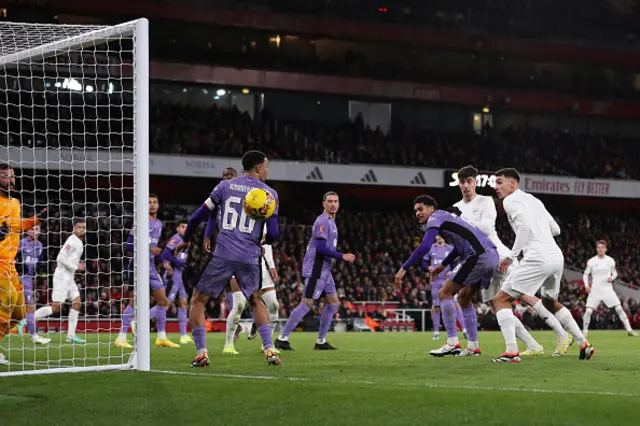 Kai Havertz of Arsenal heads the ball wide