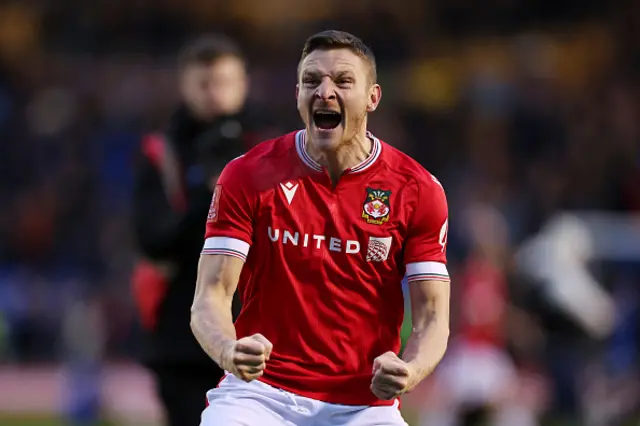 Paul Mullin of Wrexham celebrates