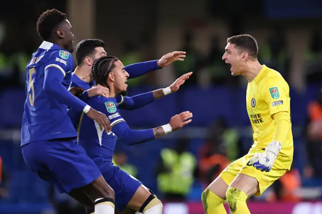 Djordje Petrovic celebrates after making a save to win the penalty shoot out