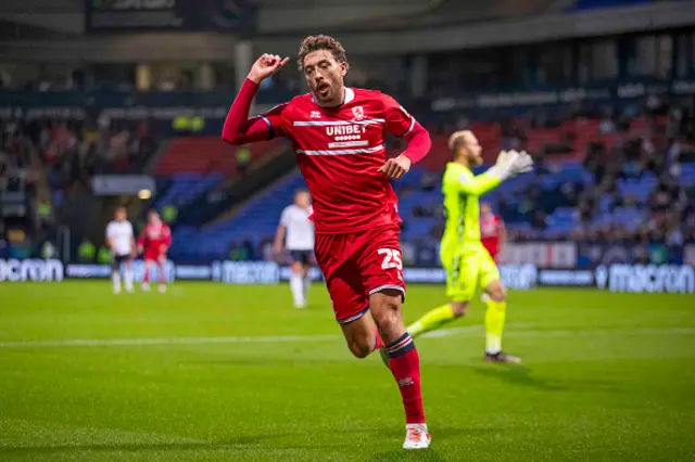 Matt Crooks of Middlesbrough F.C celebrates his goal during the Carabao Cup 2nd Round match between Bolton Wanderers