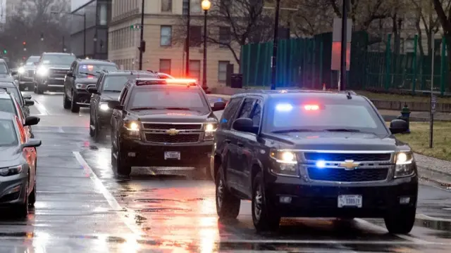 The motorcade of former US President Donald J. Trump arrives outside the E. Barrett Prettyman United States Courthouse, in Washington, DC, USA, 09 January 2024. Trump attends the courtroom as his lawyers try to convince three federal appeals court judges that the former US president is immune from charges related to his efforts to overturn the 2020 presidential election. Former US President Trump attends immunity claim argument in election interference case, Washington, USA - 09 Jan 2024