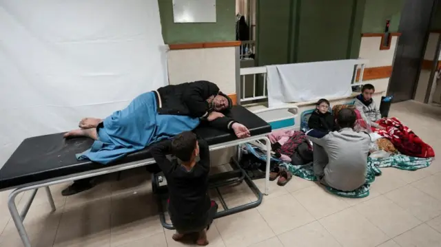 Civilians sheltering in a hospital