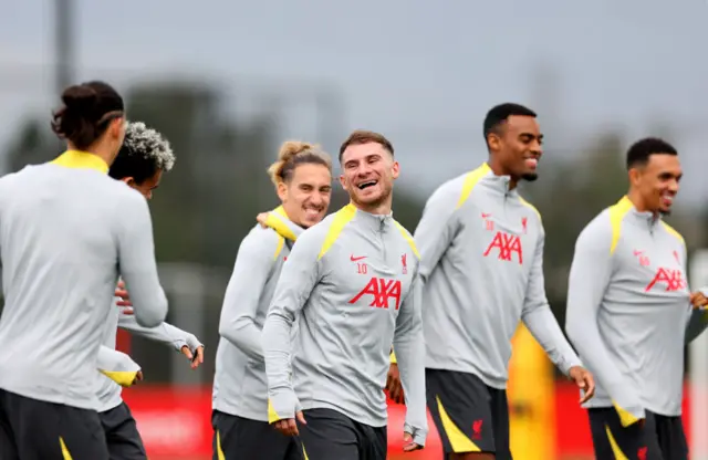 Liverpool players in training
