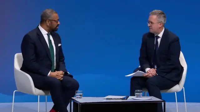 James Cleverly being interviewed