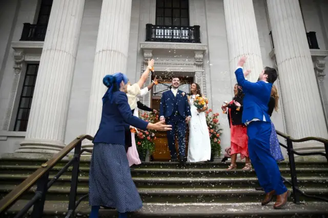 Natasha Whitter and Connor Lynch leave the town hall