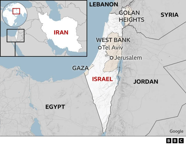 Map showing location of the Middle East