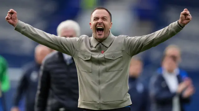 Chris Davies celebrates