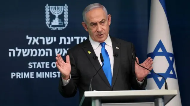 Israeli Prime Minister Benjamin Netanyahu speaking during a press conference a few weeks ago