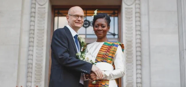 Björn Schwarz and Beverley Sarpong-Schwarz on their wedding day in 2021