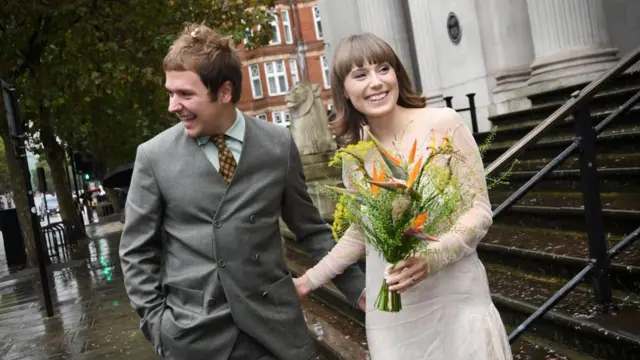 Tilly Tappenden and Jake Lowe after their wedding ceremony