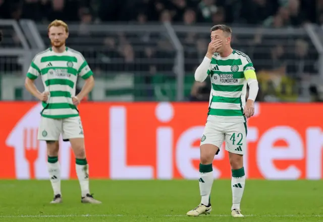 Celtic players react to conceding another goal