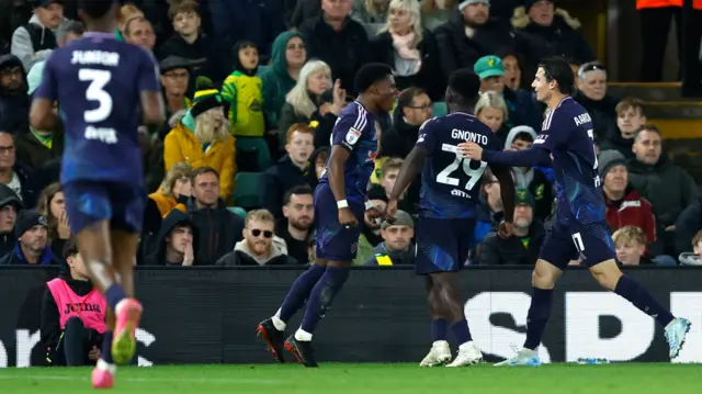 Leeds' Largie Ramazani celebrates scoring at Carrow Road