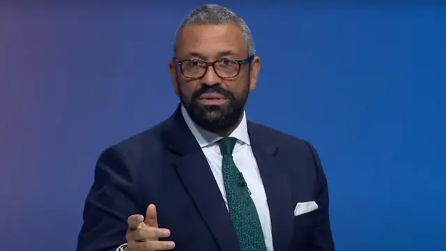 James Cleverly speaking at the Conservative conference