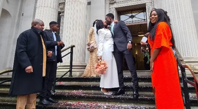 Anna-Maria and Adekolapo after their wedding ceremony