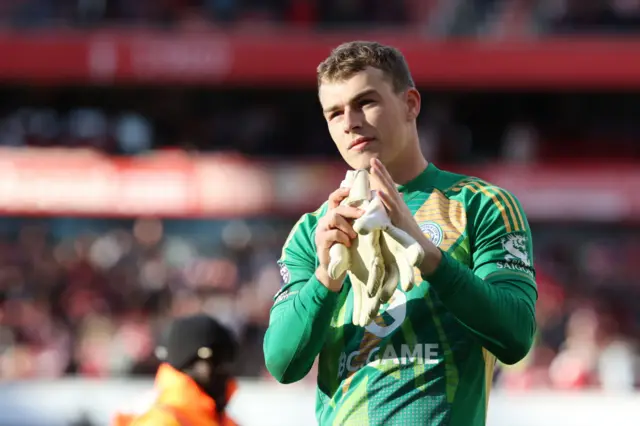 Leicester City goalkeeper Mads Hermansen