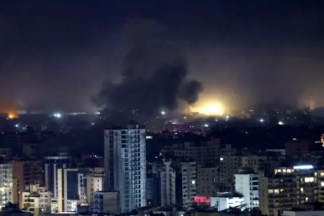 Smoke rises over Beirut's southern suburbs after a strike, amid ongoing hostilities between Hezbollah and Israeli forces, as seen from Sin El Fil, Lebanon, October 1