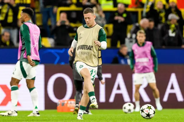 Celtic captain Callum McGregor warming up