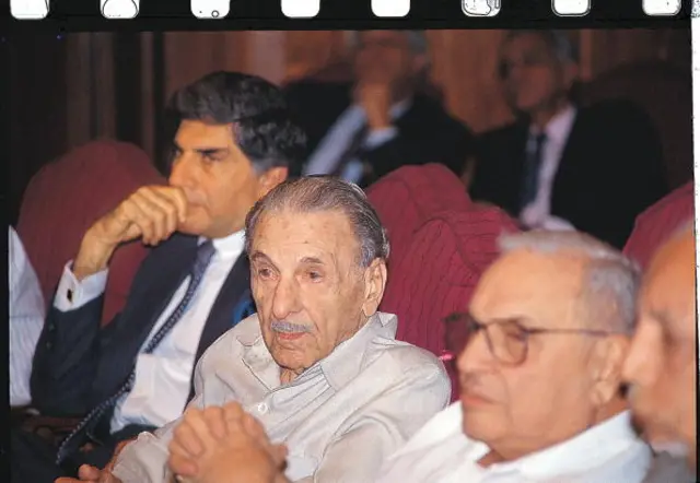 JRD Tata with Ratan Tata at a meeting in New Delhi