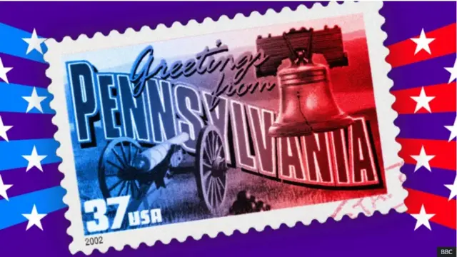 A postage stamp that reads "Greetings from Pennsylvania".