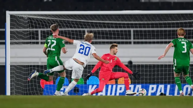Joel Pohjanpalo slots past Caoimhin Kelleher to give Finland the lead