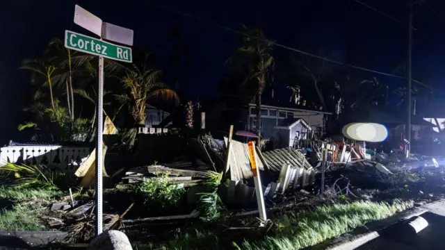 Image showing debris on a street left behind by Hurricane Milton in Bradenton, Florida