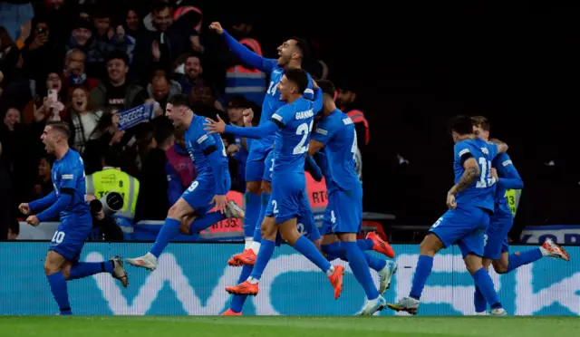 Greece celebrate a goal