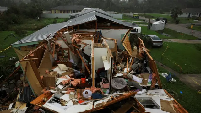 A property damaged after Hurricane Milton made landfall