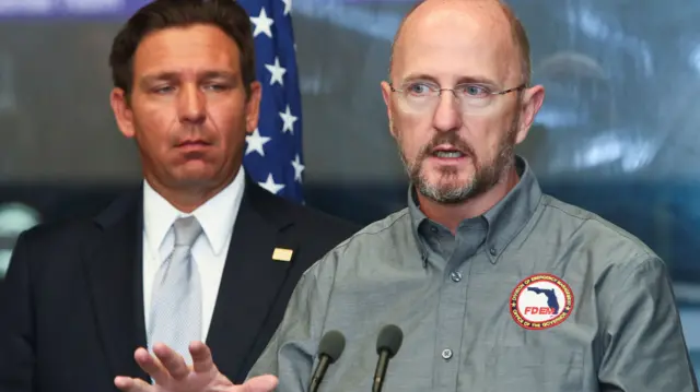 Florida Disaster Emergency Management Director Kevin Guthrie speaks to reporters