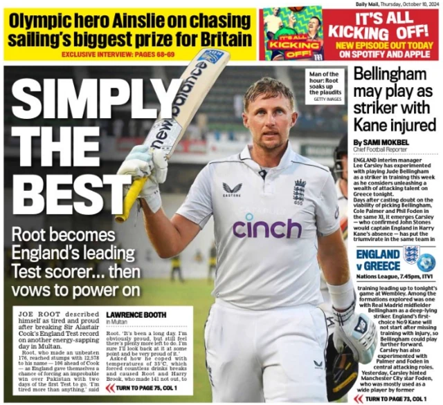 Back page of the Daily Mail on 10 October 2024