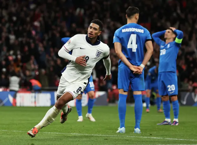 Jude Bellingham celebrating for England