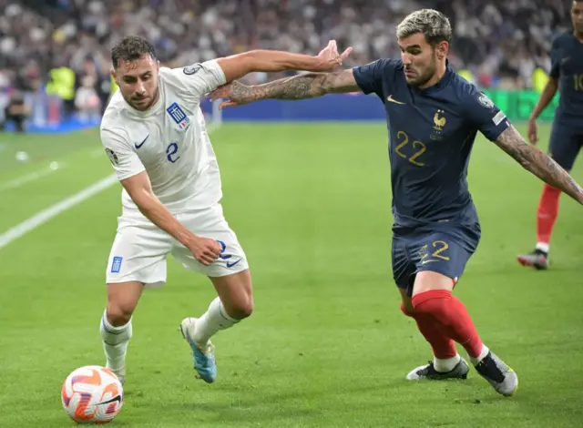 George Baldock in action for Greece against France