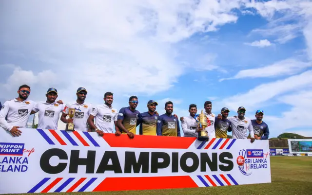 Sri Lanka celebrate Test victory v Ireland